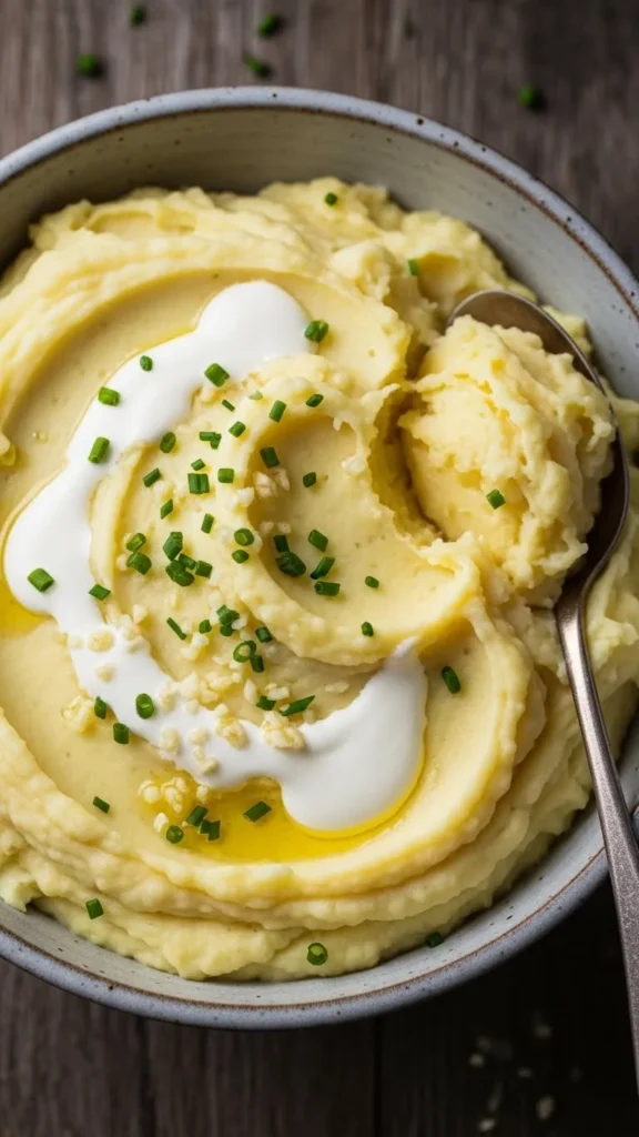 Classic Creamy Garlic Mashed Potatoes with Heavy Cream