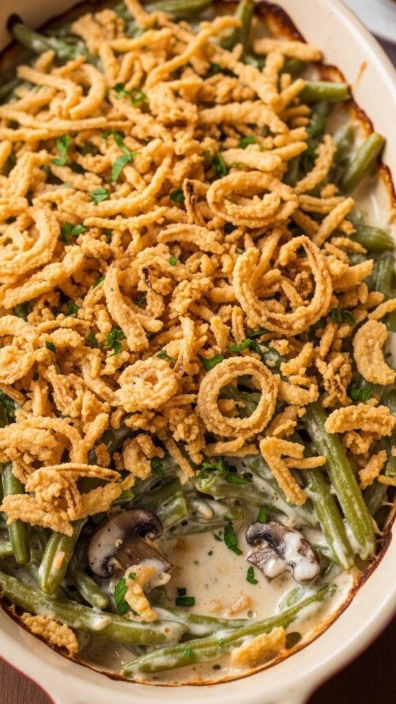 Classic Green Bean Casserole with a Crunchy Twist