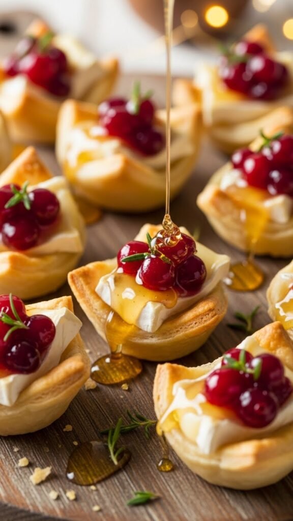 Cranberry Brie Bites with a Honey Drizzle