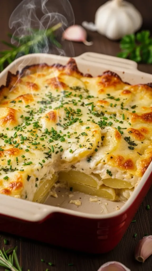 Creamy Garlic Parmesan Potato Casserole