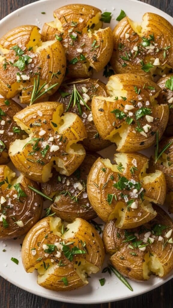 Garlic Herb Crispy Smashed Potatoes