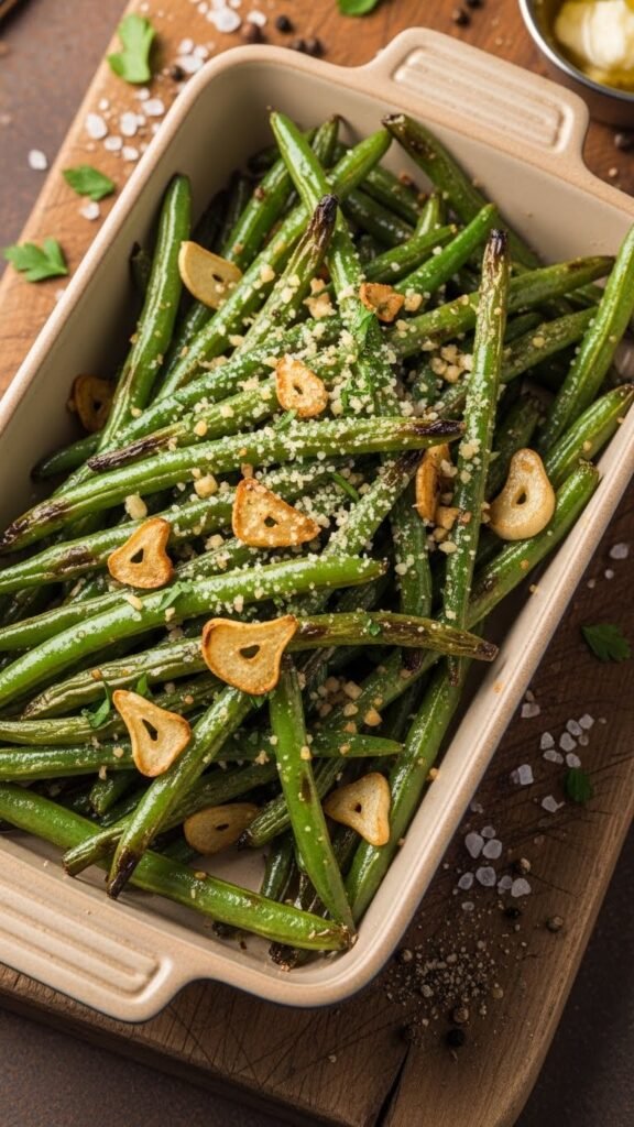 Garlic Parmesan Roasted Green Beans