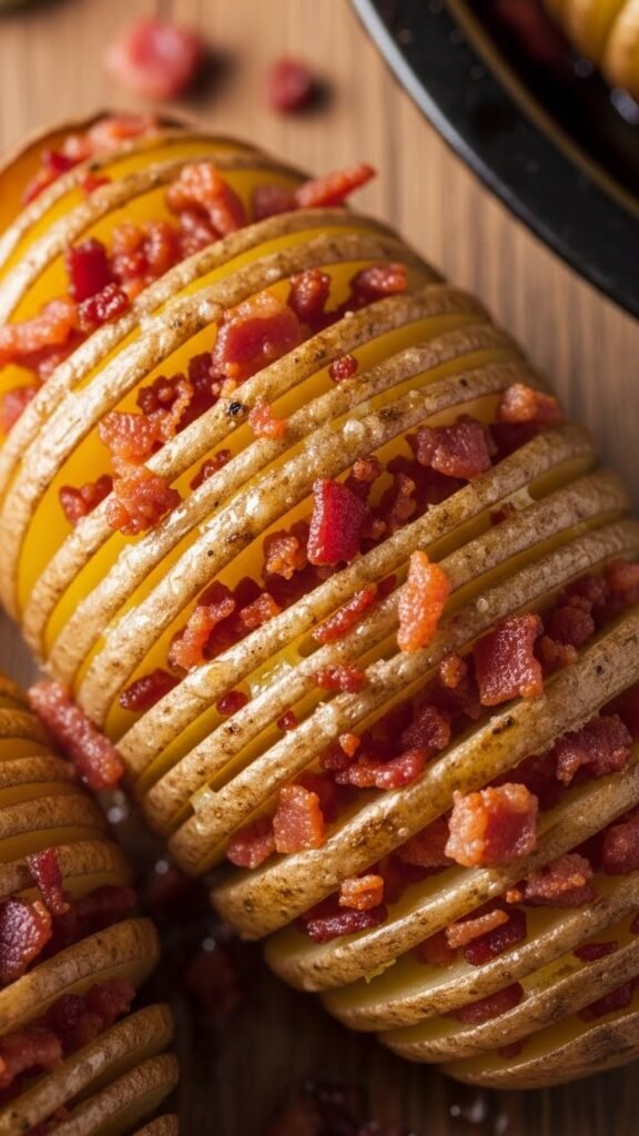 Hasselback Potatoes with Bacon Bits