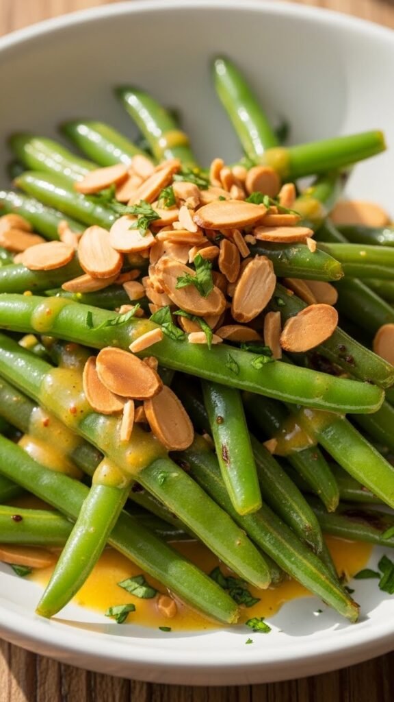 Honey Mustard Green Beans with Almonds
