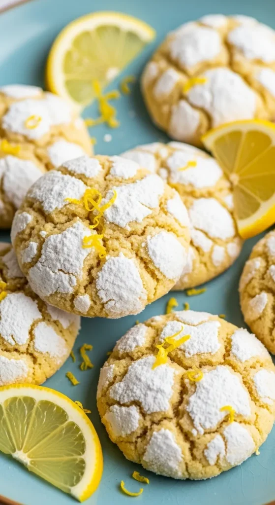 Lemon Crinkle Cake Mix Cookies