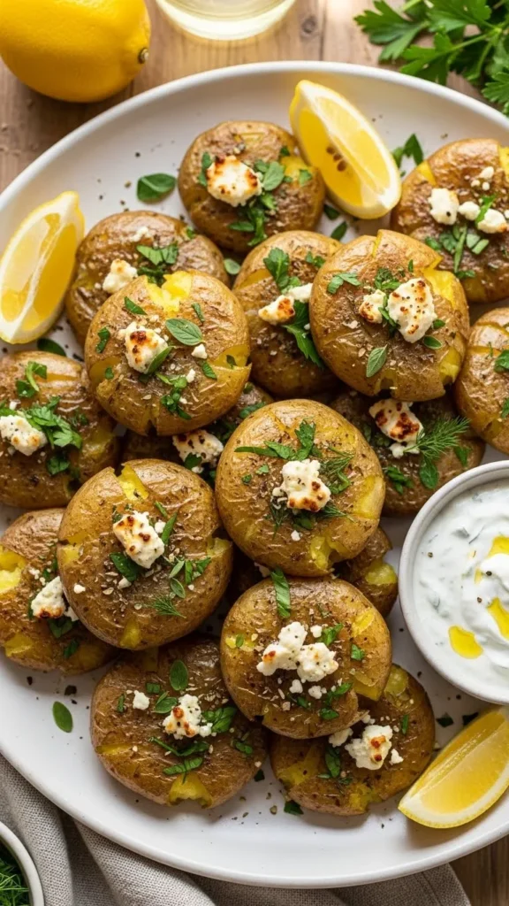 Mediterranean Feta and Herb Smashed Potatoes