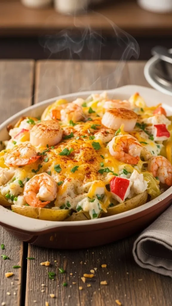 Seafood Twice-Baked Potato Casserole with Shrimp