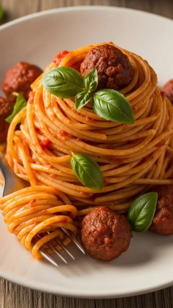 Simple Spaghetti with Mini Meatballs