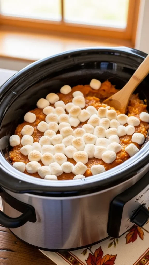 Slow Cooker Sweet Potato Casserole with Marshmallows