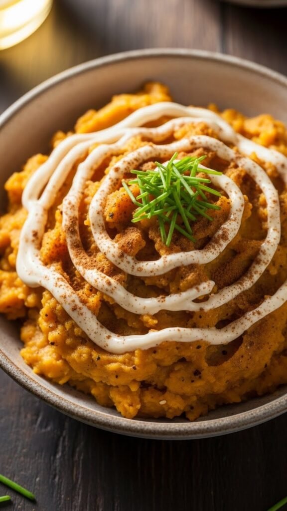 Spiced Yam Mash with Maple Cream