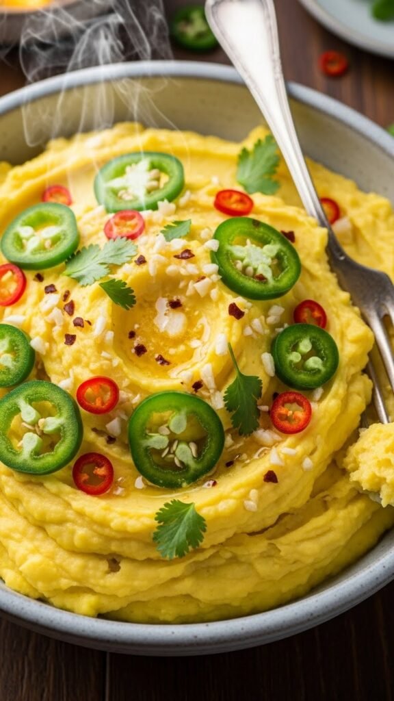 Spicy Garlic Mashed Potatoes with Jalapeño Heat