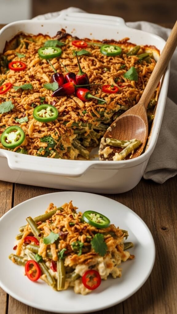 Spicy Green Bean Casserole with a Kick