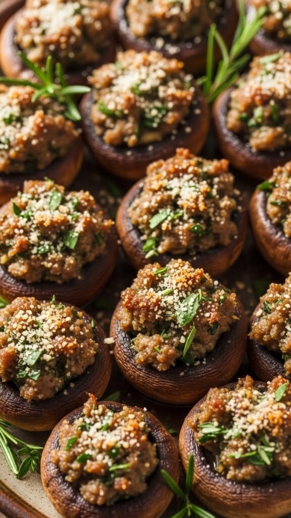 Stuffed Mushrooms with Sausage and Herbs