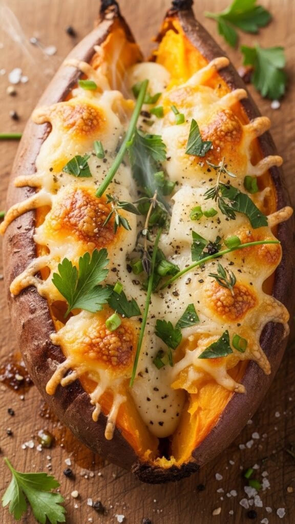Stuffed Yams with Cheese and Herbs