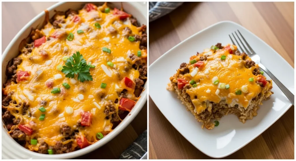 Cheesy Ground Beef and Rice Casserole Recipe