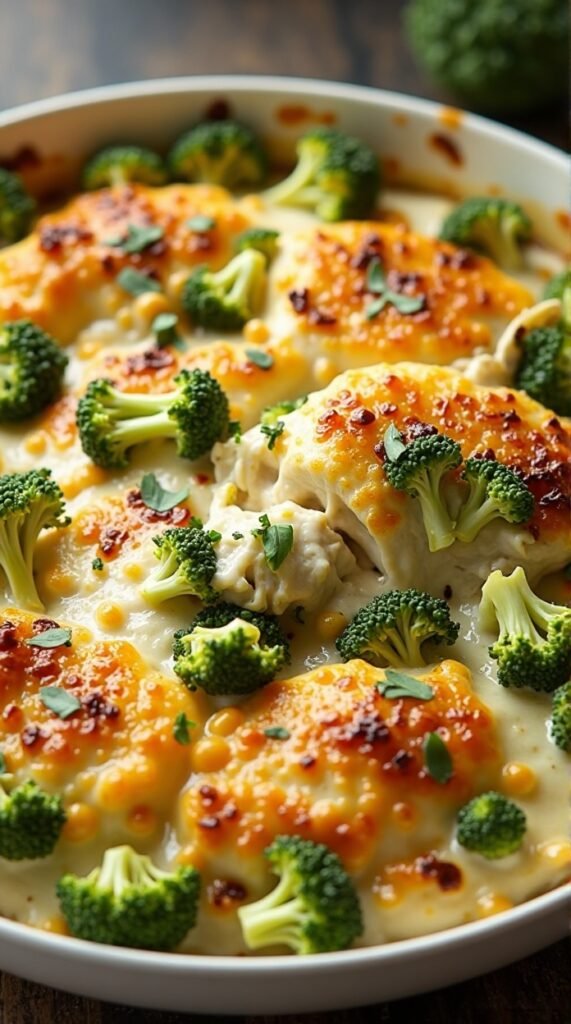 Keto Chicken Alfredo Broccoli Bake