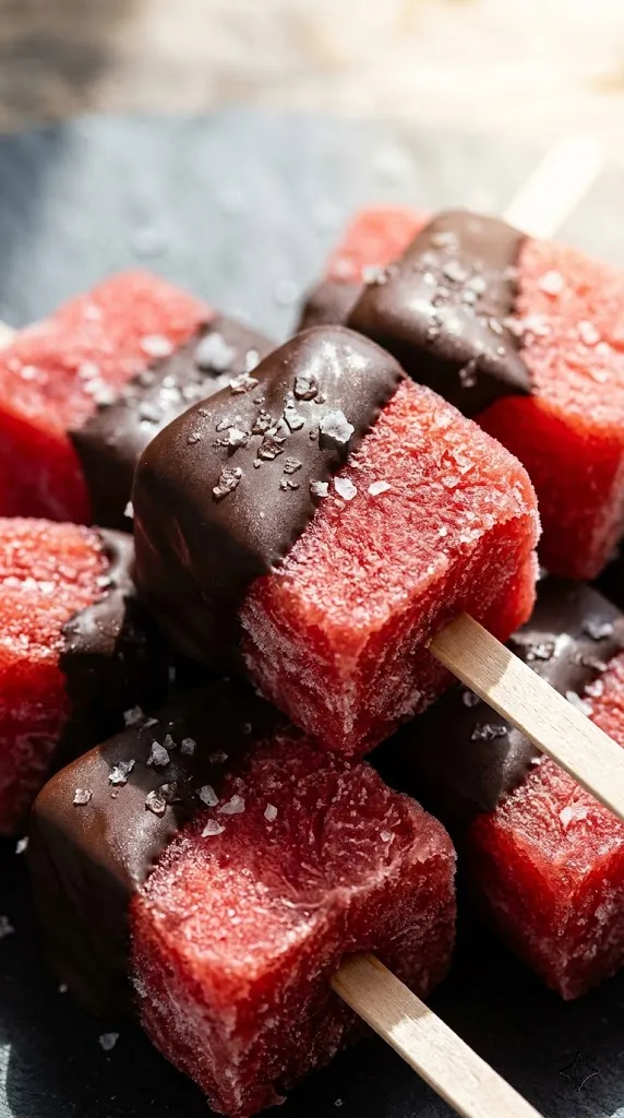 Chocolate-Dipped Watermelon Bites