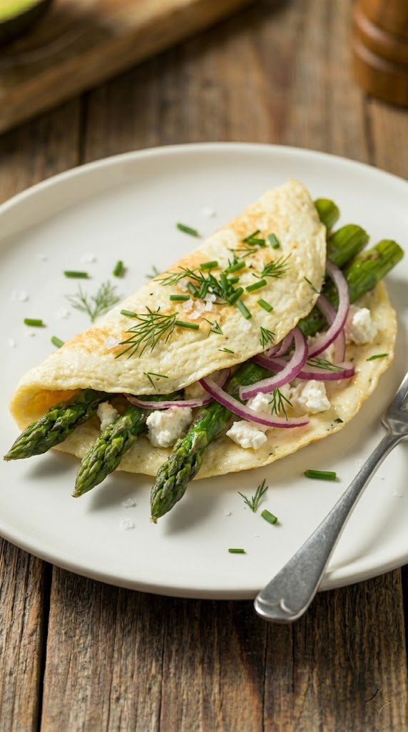 Asparagus, Goat Cheese & Lemon Omelet