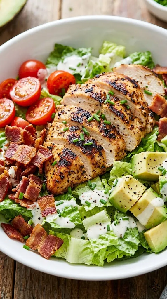 BLT Grilled Chicken Salad with Avocado Ranch