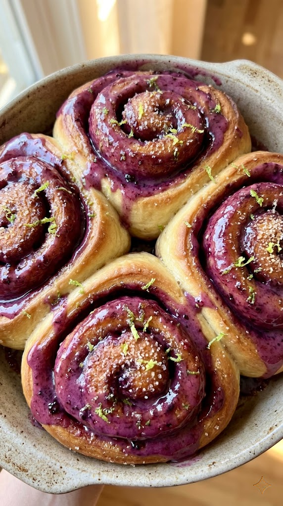 Blackberry and Lime Glazed Sticky Buns