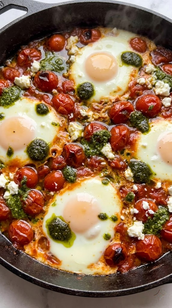 Blistered Tomato & Pesto Shaksuka