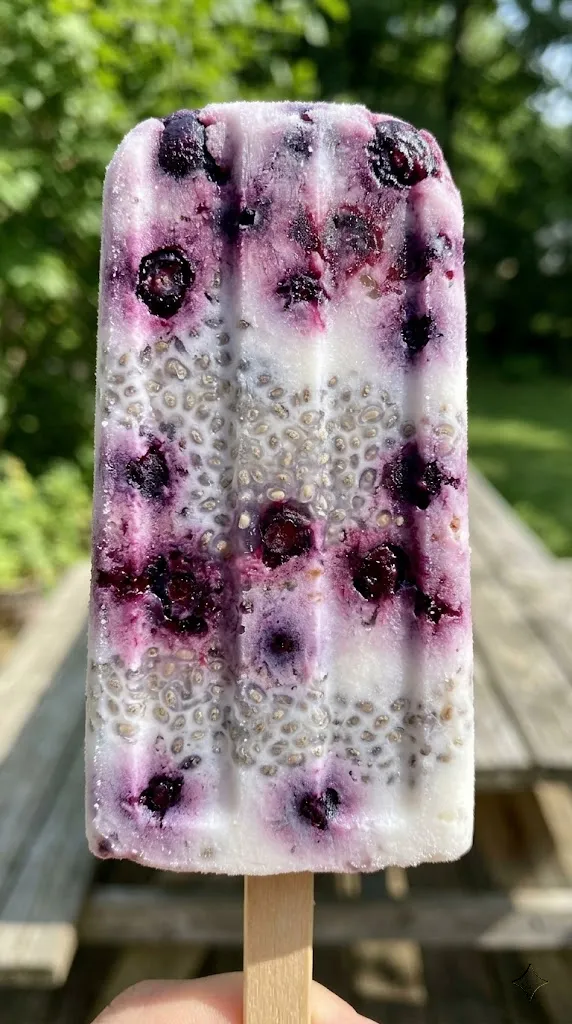 Blueberry-Chia Coconut Parfait Pops