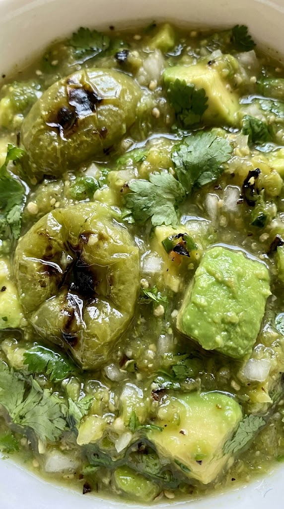 Charred Green Tomatillo and Avocado Salsa (Salsa Verde)