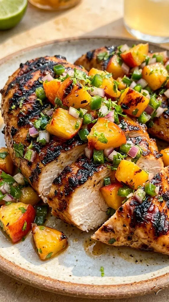 Charred Peach and Jalapeño Grilled Chicken