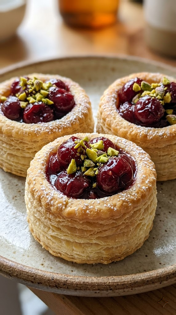 Cherry and Pistachio Vol-au-Vents