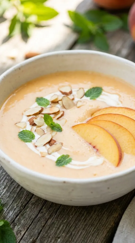 Chilled Peach & Toasted Almond Velouté