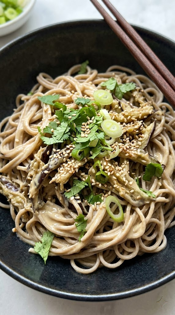 Cold Sesame Noodle Salad with Shredded Eggplant