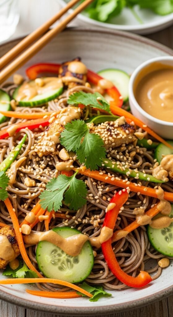 Cold Soba Noodle Salad with Peanut Sauce