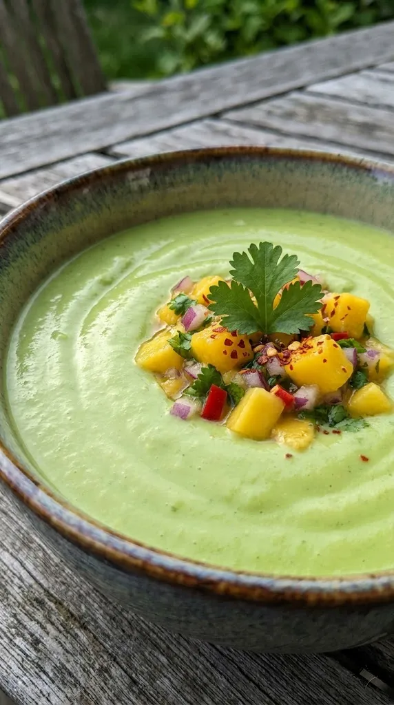 Creamy Avocado-Lime ‘Crema’ with Mango Salsa