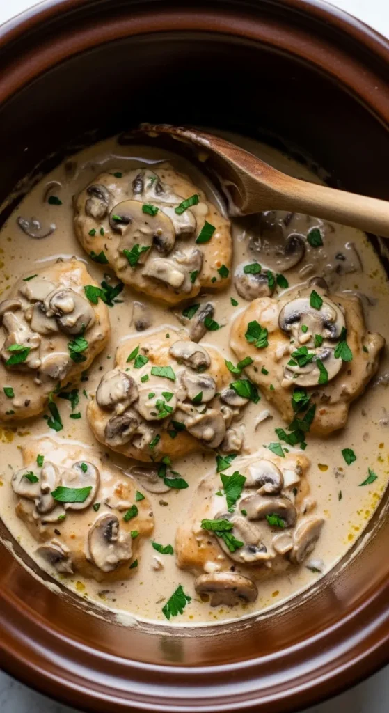 Creamy Crockpot Chicken Marsala