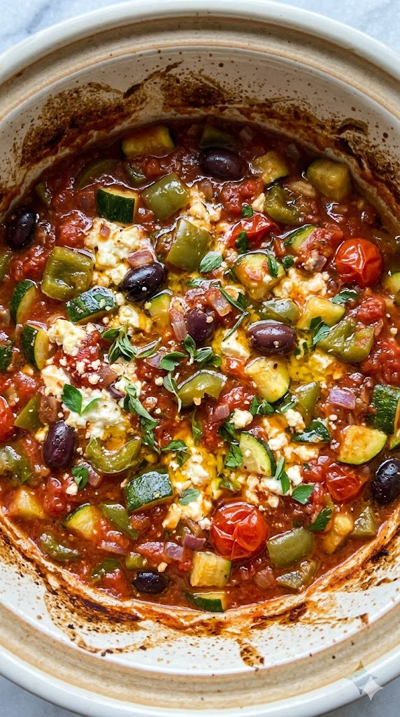 Crockpot Mediterranean Zucchini Boat Sauce