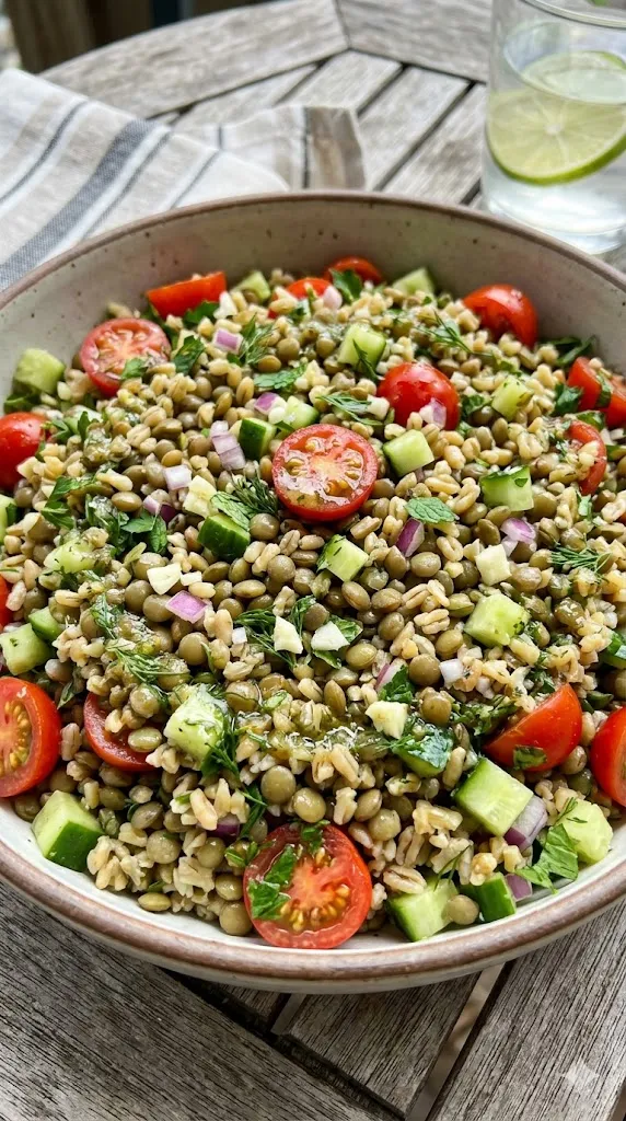 Crucial Mediterranean Lentil & Freekeh Salad