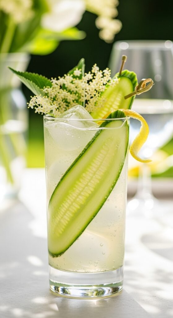 Cucumber & Elderflower Gin-less Fizz