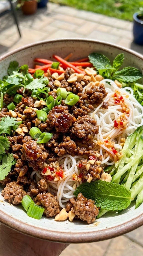 Fast Vietnamese Ground Beef Noodle Bowls