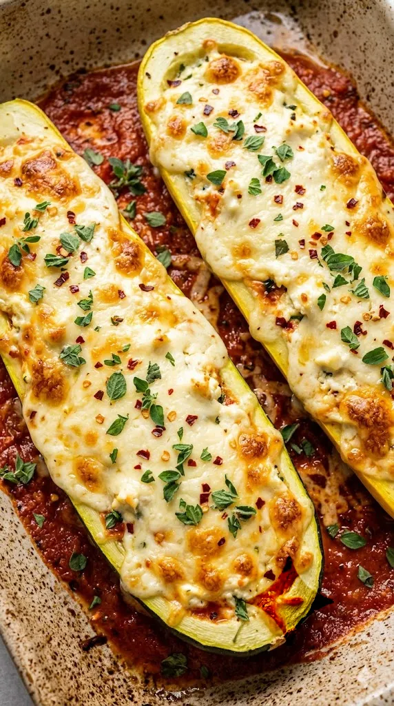 Five-Cheese Stuffed Summer Squash Boats