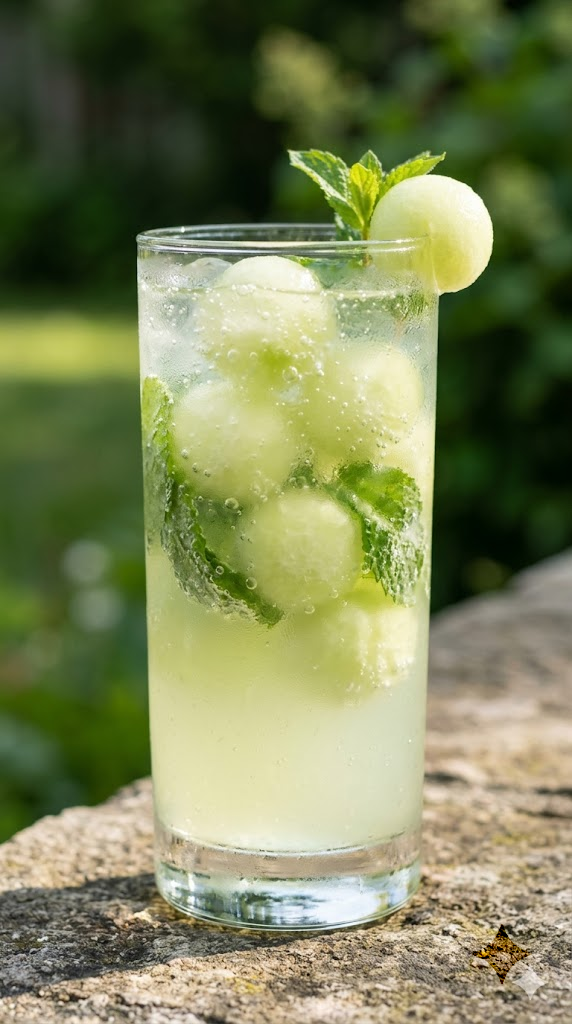 Fizzy Honeydew-Mint Cooler