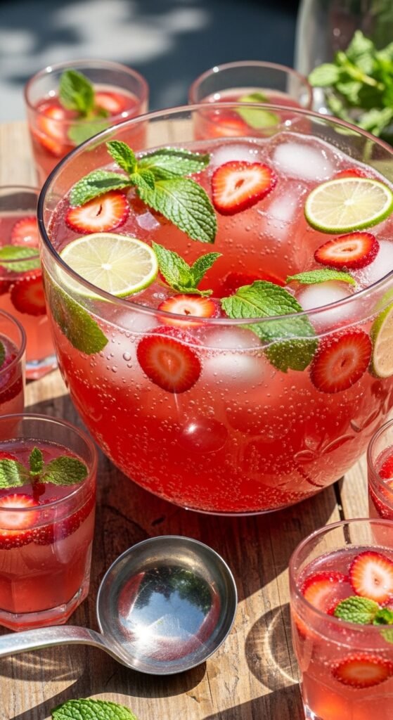 Fizzy Strawberry Gin Punch
