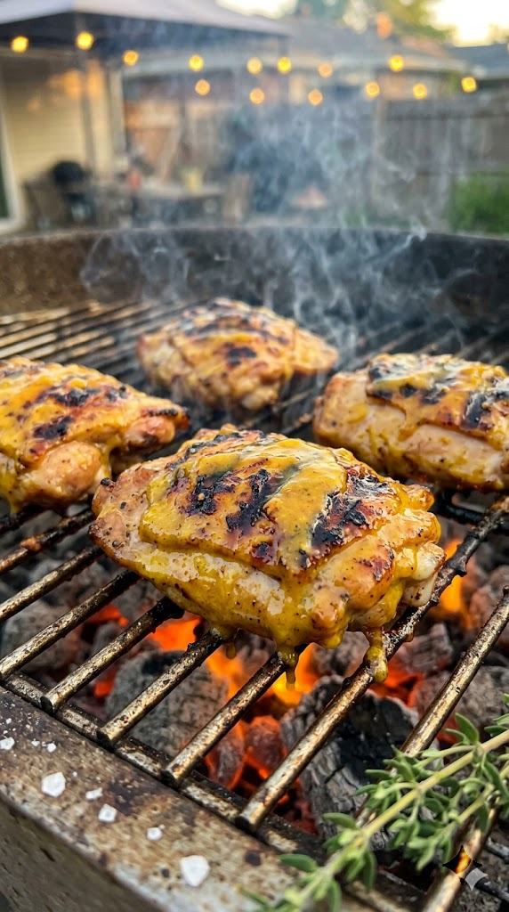 Golden BBQ Mustard-Glazed Chicken Thighs