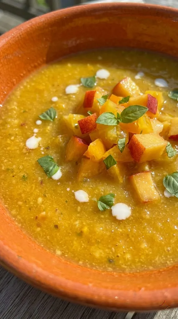 Golden Yellow Tomato & Peach Gazpacho
