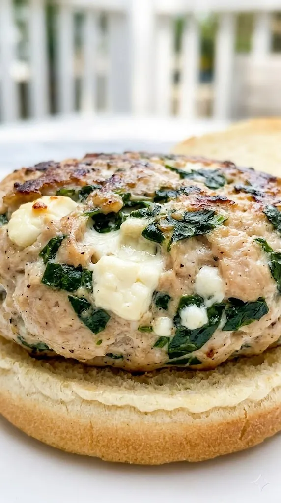 Greek-Inspired Spinach & Feta Turkey Burgers