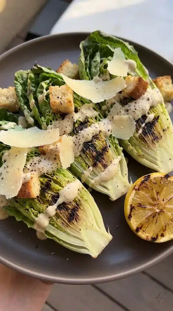 Grilled Caesar with a Lemon-Parm Shave
