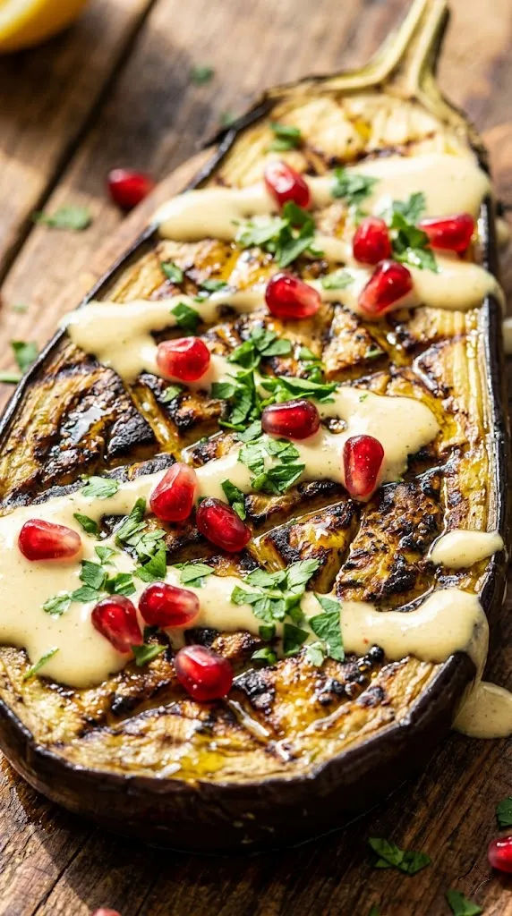 Grilled Eggplant "Steaks" with Lemon-Tahini Drizzle