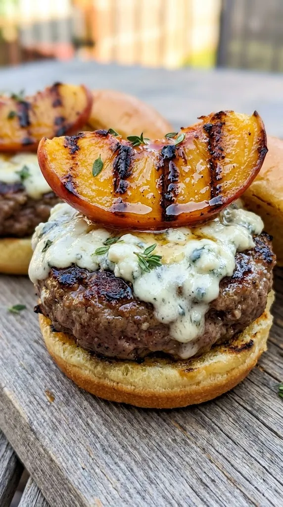 Grilled Peach & Blue Cheese Beef Sliders