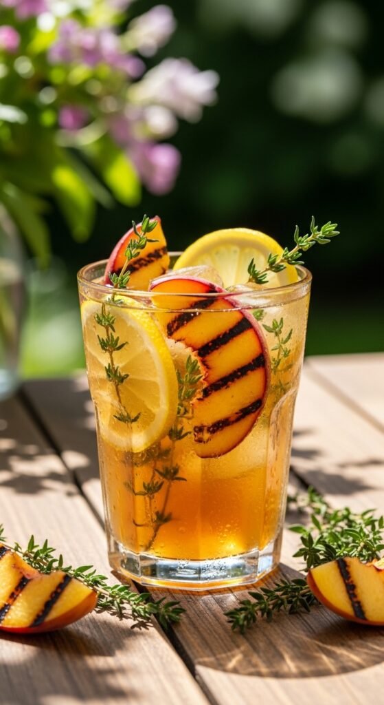 Grilled Peach & Thyme Lemonade