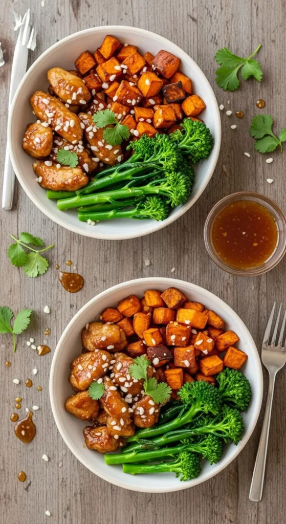 Honey Garlic Chicken & Sweet Potato Bowls