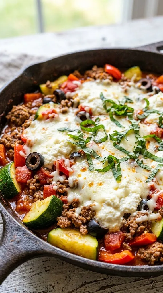 Italian-Style Cheesy Beef & Veggie Skillet